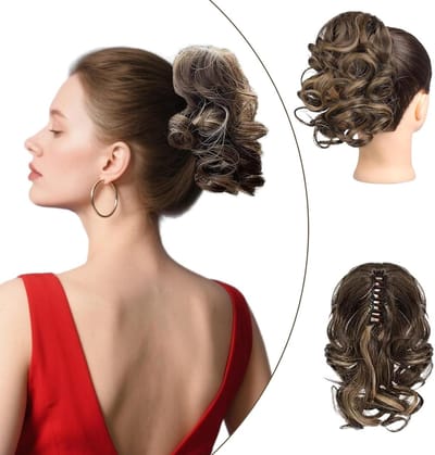 Ronte - Klauw Clip Korte Paardenstaart Haar Extensions voor Meisjes - Datum Accessoires - Slaapkamer Party - Chocolade bruin