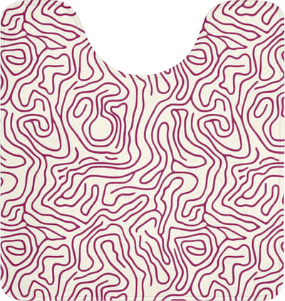 WC mat met uitsparing 55x60 cm - Antislip - Kronkelende lijn - Magenta - Crème - Toiletmat met uitsnijding - Vloermat - Douchemat - Toilet tapijt - Toiletmatten