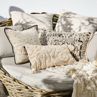 LOBERON Kussenhoes set van 3 Norlinn beige/zwart