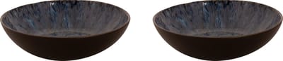 Palmer - Lester - Bord diep - Pastabord - 2 stuks - ø 21 cm - Blauw/Zwart - Stoneware - Bordenset