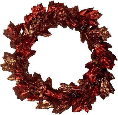 Goodwill Krans Landelijk Eikenblad-Zijde Rood-Bruin-Gemêleerd D 60 cm