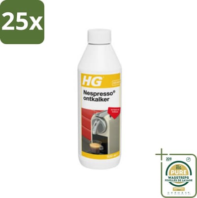 25 x HG Nespresso Ontkalker 500 ml - Grootverpakking - Ontkalken Nespresso Machine - Ontkalkmiddel - Melkzuur Ontkalker - Kalkvoorkomend - Biologisch Afbreekbaar