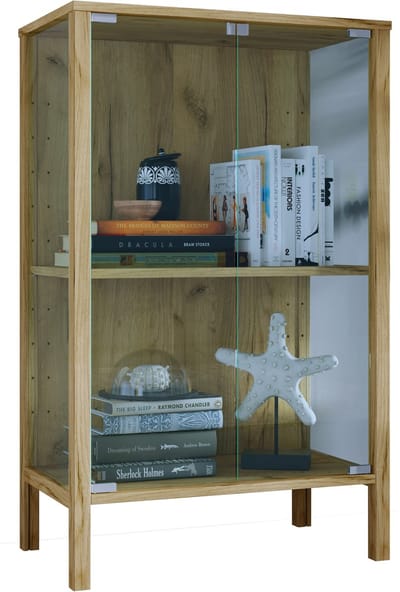 VCM Glasvitrine stehend Jensol M – Vitrinenschrank mit ESG-Sicherheitsglas, moderne Standvitrine, Glasfront & Seitenteile, platzsparende Kommode, ca. 80 x 60 x 35 cm