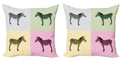 ABAKUHAUS Zebra Kussenhoes Set 2×60×60 cm – Dubbelzijdige druk, Multicolor