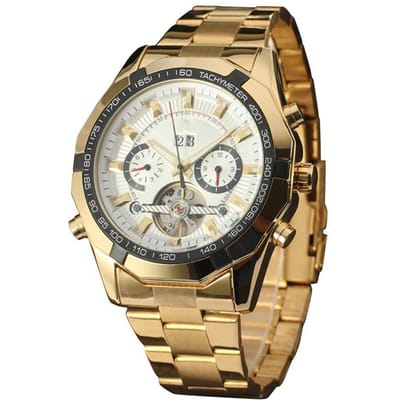 Montre-bracelet Homme d'Affaires FORSINING Automatique Mécanique Calendrier(Or Blanc)
