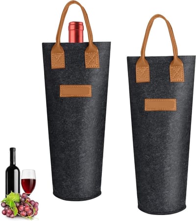 Stijlvolle Grijze Flessentas voor Wijn, Prosecco en Champagne - Perfecte Cadeautas voor Bruiloften en Feesten met Handvat