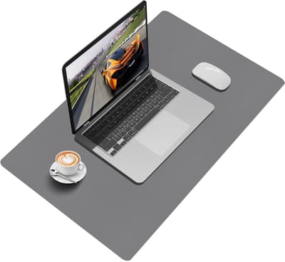 Bureauonderlegger, donkergrijs, 60 x 40 cm, PU-lederen tafelonderlegger voor mannen en professionals, antislip en waterdicht, stijlvolle bureauonderlegger voor kantoor, thuiskantoor, studie