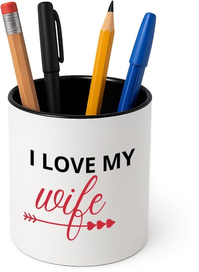 Hacebo® - I love my wife Pennenbakje - Liefde - je vrouw - pennenhouder - Valentijnsdag - verjaardagscadeau - cadeau voor vriendin - Pennenbakje zwart