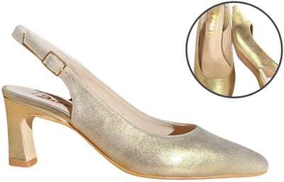 Stravers - Champagne Slingback Hakken Maat 42 Grote Maten Slingback Pumps