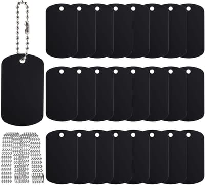 Customizable Aluminium Dog Tags, Zwarte Identiteitslabels voor Honden, Militaire Stijl, Persoonlijke Gegevens Tags