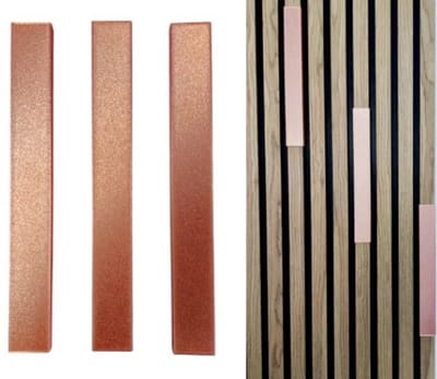 Akoestisch wandpaneel decostrip - Akupanel decoratie - akoestische panelen accessoires - akoestische wanddecoratie - lattenwand - decoratiestrip 24.5 cm - set van 3 Koperkleurig
