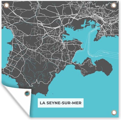 Tuin poster Plattegrond - La Seyne-sur-Mer - Frankrijk - Stadskaart - Kaart - 200x200 cm - Tuindoek