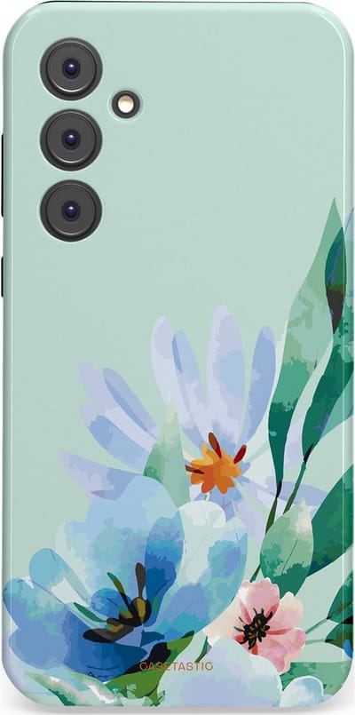 Casetastic hoesje geschikt voor Samsung Galaxy A35 - Dubbellaagse bescherming - Lente schildering - Fashion Case - Lichtgrijs Lichtblauw Mintgroen