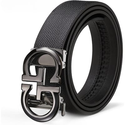 Ceinture Homme Boucle Automatique Sélection Cuir de Vache Mode Ceinture Cuir Véritable Hommes d'Âge Moyen et Jeunes Ceinture Tendance Casual Business Hommes 115cm gray