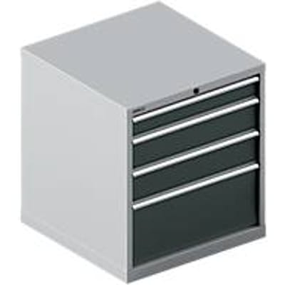 Schäfer Shop Select Ladekast  36-36, 4 schuifladen, tot 75 kg, B 717 x D 725 x H 800 mm, blank aluminium/antracietgrijs