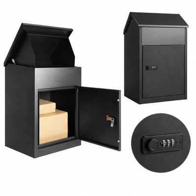 Jurrys Brievenbus - Pakketbus - Postkast - Postbus - Antidiefstal - Codeslot - Waterdicht - Professioneel - 34x27x52cm - Zwart