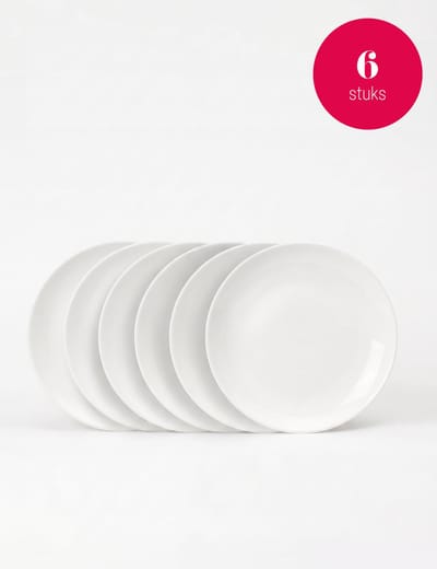 vtwonen - Borden - Ontbijtborden - Porselein - Wit - 20 cm - Set van 6