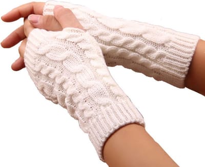 Finnacle - Stijlvolle Vingerloze gebreide handschoenen - Witte polswarmers voor extra comfort - Perfect voor de winter!