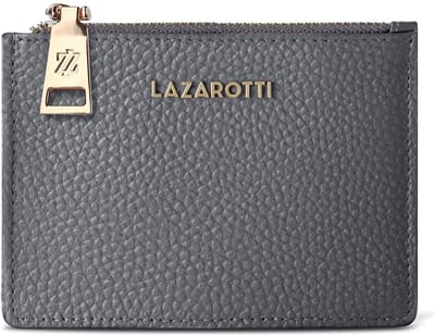 Lazarotti kaarthouder Bologna Leather Zip Etui 4 Card Slots Grey grijs