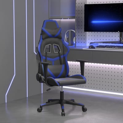 vidaXL - Massage - gamestoel - kunstleer - zwart - en - blauw