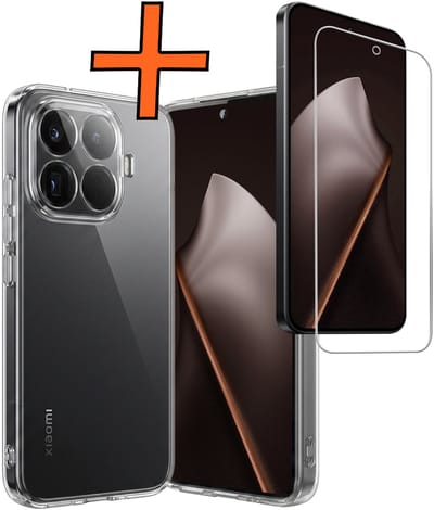 Hoes - Met Screenprotector - Geschikt voor Xiaomi 15T Pro - Sterk & Shockproof - Back Cover - Siliconen Case - Telefoon Hoes - Transparant