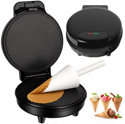 Pannenkoekenmachine En Crêpemachine – Wafelijzer – Dubbelzijdige Verwarming – 1000W – Anti-Aanbaklaag – Met Kegelvormige Accessoires