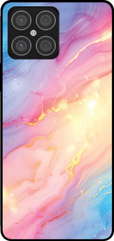 Smartphonica Telefoonhoesje Geschikt voor Huawei Honor X8 4G met Regenboog Glitter Marmer Opdruk - TPU Backcover Case Rainbow Glitter Marble Design geschikt voor Huawei Honor X8
