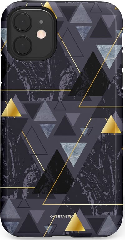 Casetastic hoesje geschikt voor Apple iPhone 11 - Dubbellaagse bescherming - Zwart Goudpatroon - Fashion Case - Donkergrijs Grijs