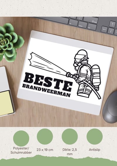 Akyol - beste brandweerman Muismat - Beste brandweerman - collega - cadeau - 23 bij 19 cm