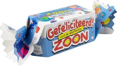 Kado/Snoepverpakking Nieuw - Gefeliciteerd zoon