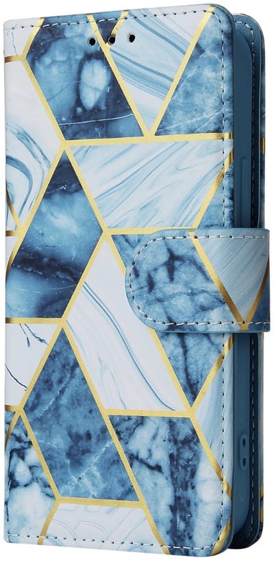 YPCd Bookcase geschikt voor Apple iPhone 15 Plus - Marmer Design - Portemonnee / Wallet Hoesje - Blauw / Goud