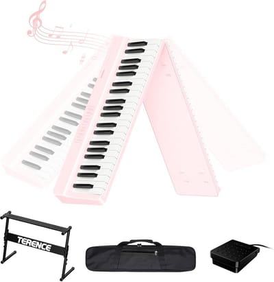 Opvouwbaar Digitale Piano 88 Toetsen met Z-Stand | Draagbaar Semi-Gewogen Keyboard met Speaker & Bluetooth