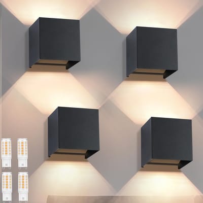 Zwarte LED Wandlamp Buiten en Binnen IP65, Verstelbare Stralingshoek, Warmwit Licht