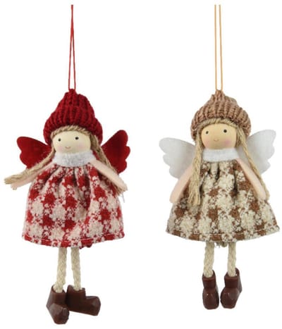 Decoris kersthanger engel polyester kerstboomdecoratie 13x7x3cm.