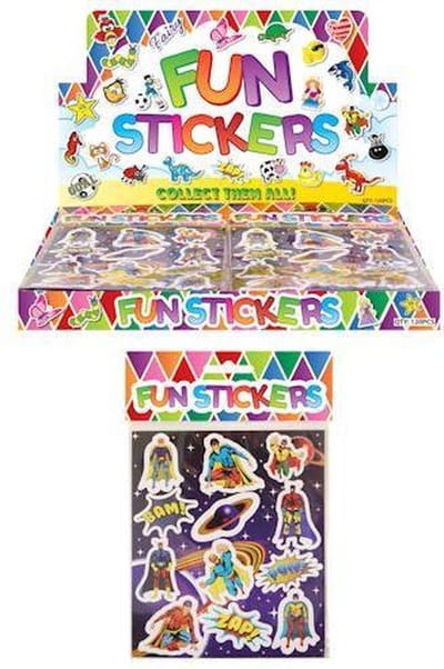 120 Stuks - Fun Stickers - Model: Super Helden - Sticker superheld - Uitdeelcadeautjes - Uitdeel - Traktatie voor kinderen - Jongens