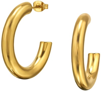 MAXTE Half Creolen 30 mm Goud – Chirurgisch Roestvrij Staal – Hypoallergene Dames Oorbellen