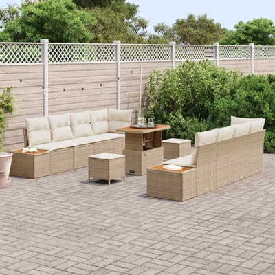 vidaXL - Tuinbank - Set - 11 - st - 10-Aantal - zitplaatsen - Beige - en - Crème