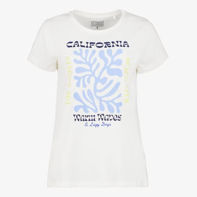 TwoDay dames T-shirt met een blauwe opdruk wit - Maat S