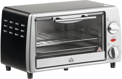 DIMICO - Mini oven 750W met bakplaat en rooster - Bakoventje elektrisch vrijstaand - Camping oven klein - 10L - Zilver - Timer