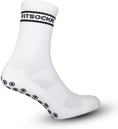 FitSockr Gripsokken Voetbal - Sportsokken - Grip socks - Voetbalsokken - Padel sokken - Antislip Sokken Heren/Dames/Kind - Stripe - Wit - Maat 38-43