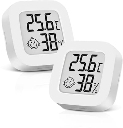 2 Stuks Digitale Binnen Infrarood Thermometer en Hygrometer met LCD Scherm