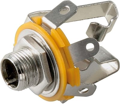 6,35mm Jack (v) inbouw connector - metaal - 3 soldeerpunten / stereo
