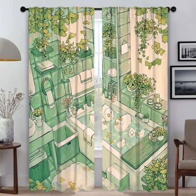 Kawaii Life Tule voor Slaapkamer Keukengordijnen voor Camera Huis Interieur Gordijnen 2 Stuks Raamgordijnen Shades Scheidingswand Kamer W50xH70cmx2pcs-CL