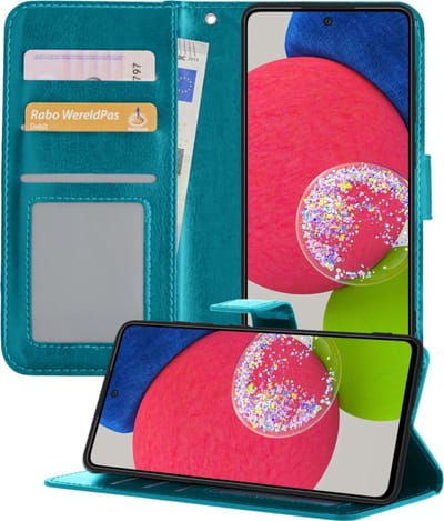 Hoesje - Geschikt voor Samsung Galaxy A52s 5G - Luxe Bookcase - Walletcase Hoes - Portemonnee - Cover - Telefoonhoes - Turquoise