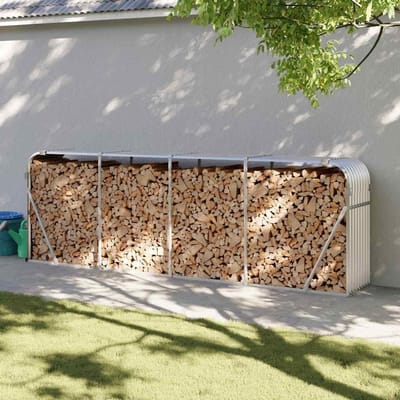 Houtrek Staal - Houtopslag Standaard - Haardhout Opslaan - Gegalvaniseerd Weerbestendig - 300x45x100 cm - Zilver