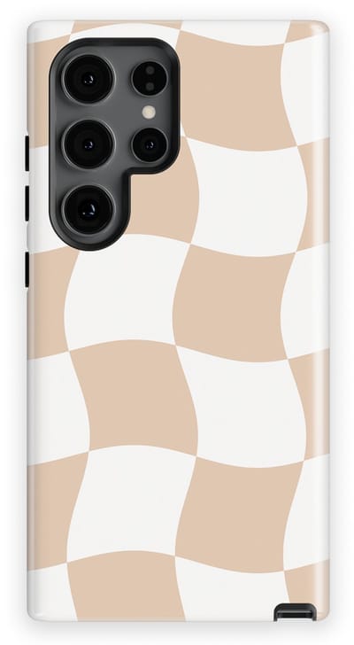 Checkered Warp Hoesje Samsung Galaxy S24 Ultra | Geschikt Voor Mag | Uniek Design Hoesje | Beschermhoes Samsung Galaxy S24 Ultra Linen Grid