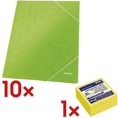 10x mappen met hoekelastieken A4 »WOW 3982« incl. kubus herkleefbare notes 50x50