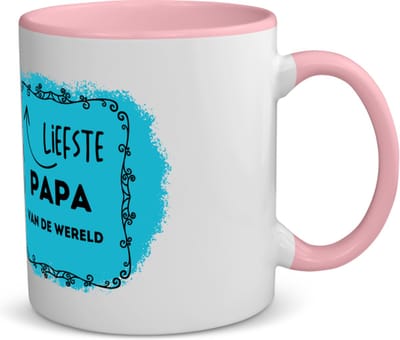 Akyol - liefste papa van de wereld koffiemok - theemok - roze - Papa - de liefste vader - vader cadeautjes - vaderdag - verjaardag - geschenk - kado - 350 ML inhoud