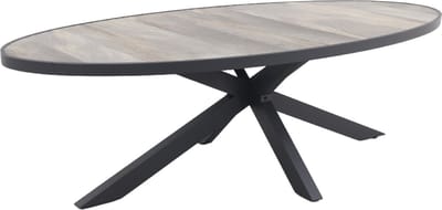 Silva tuintafel houtlook/keramiek - Ovaal - 240x115 cm.