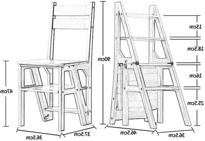 Houten Opstapstoel - Keukenladder Stoel - Klusjes Binnen - Opvouwbaar Ontwerp - 90 cm Hoog - Bruin